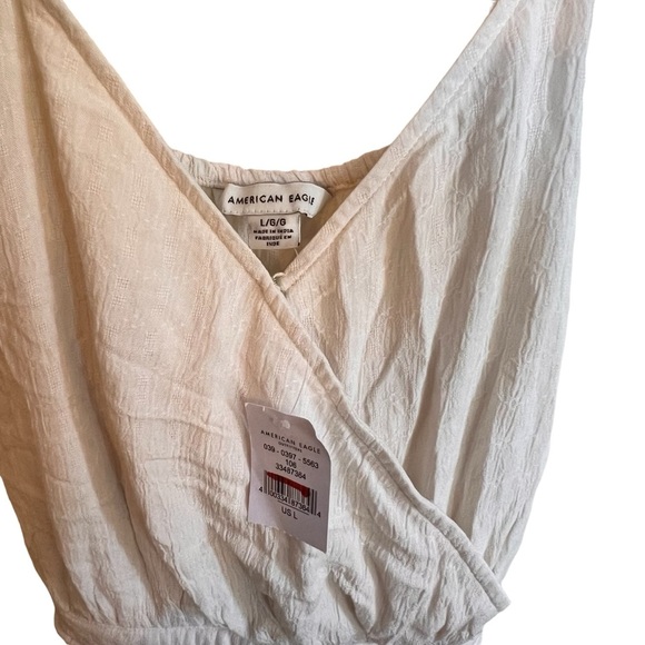 American Eagle white cream ivory romper shorts belt Large - Picture 3 of 3